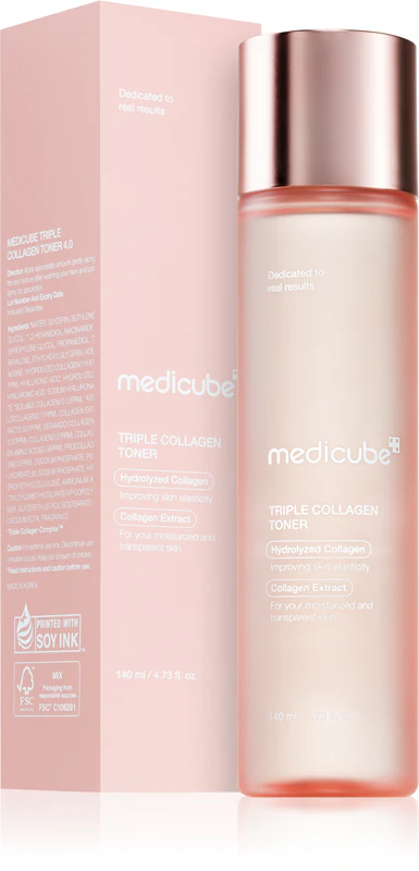 Tônico hidratante e lifting com colágeno da medicube Triple Collagen Toner.