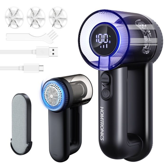Smacchiatore elettrico per tessuti, [Type-C + schermo LED] Smacchiatore elettrico per tessuti Homtronics, ideale per vestiti, divani e coperte
