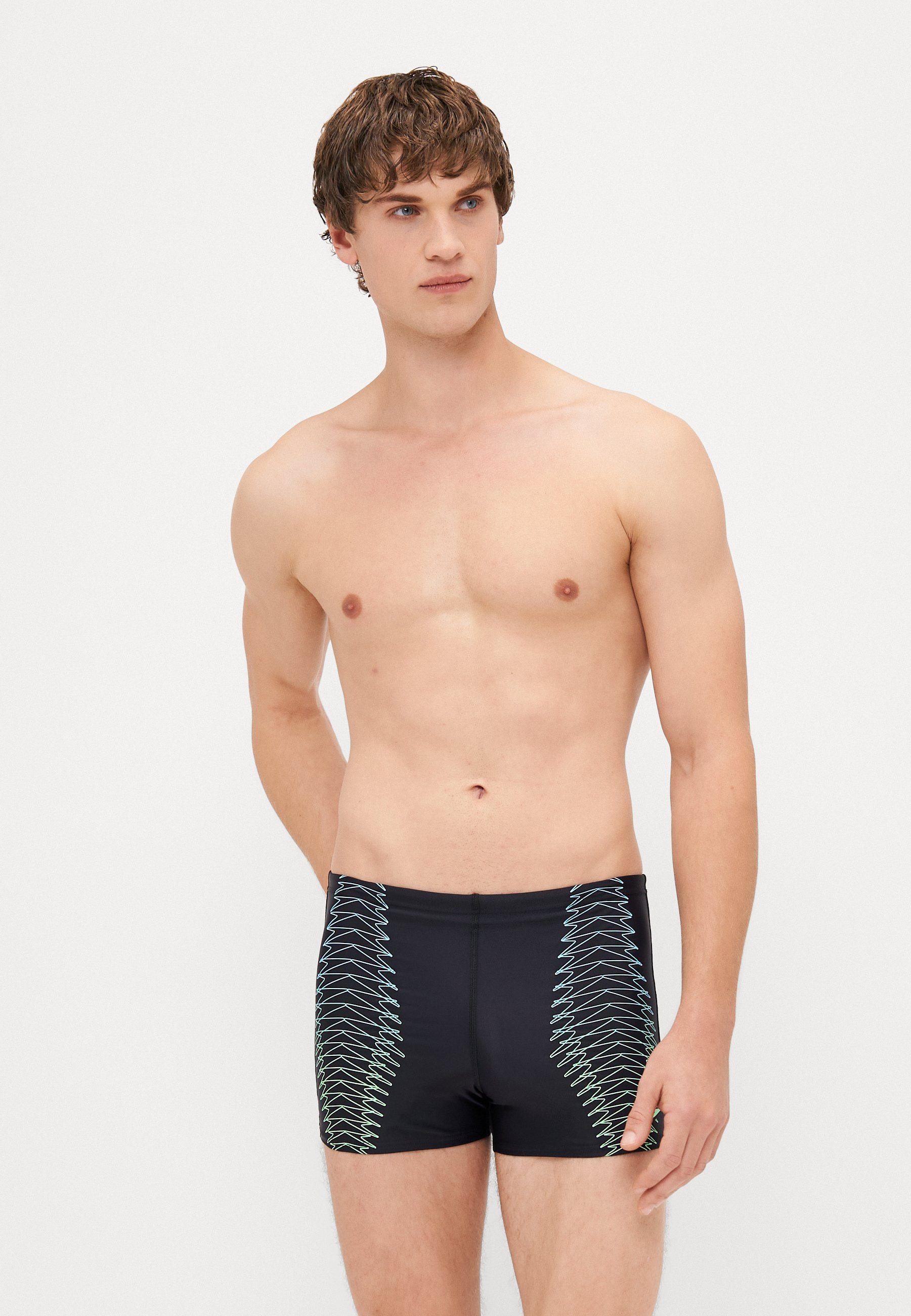 Speedo MEN'S TECH PRINT AQUASHORT - Costume da bagno - nero/verde erba medica