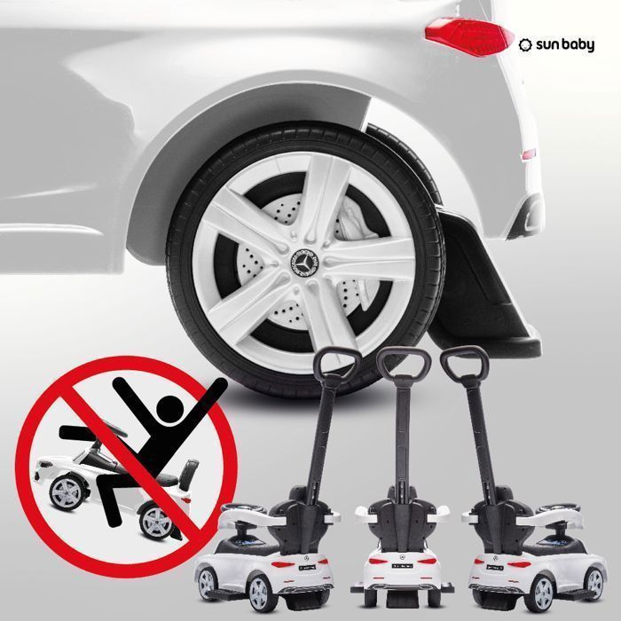 Coche eléctrico infantil Mercedes Clase C - De 12 a 36 meses - Con señal acústica - Reposapiés deslizantes - Compartimento de almacenamiento - Blanco