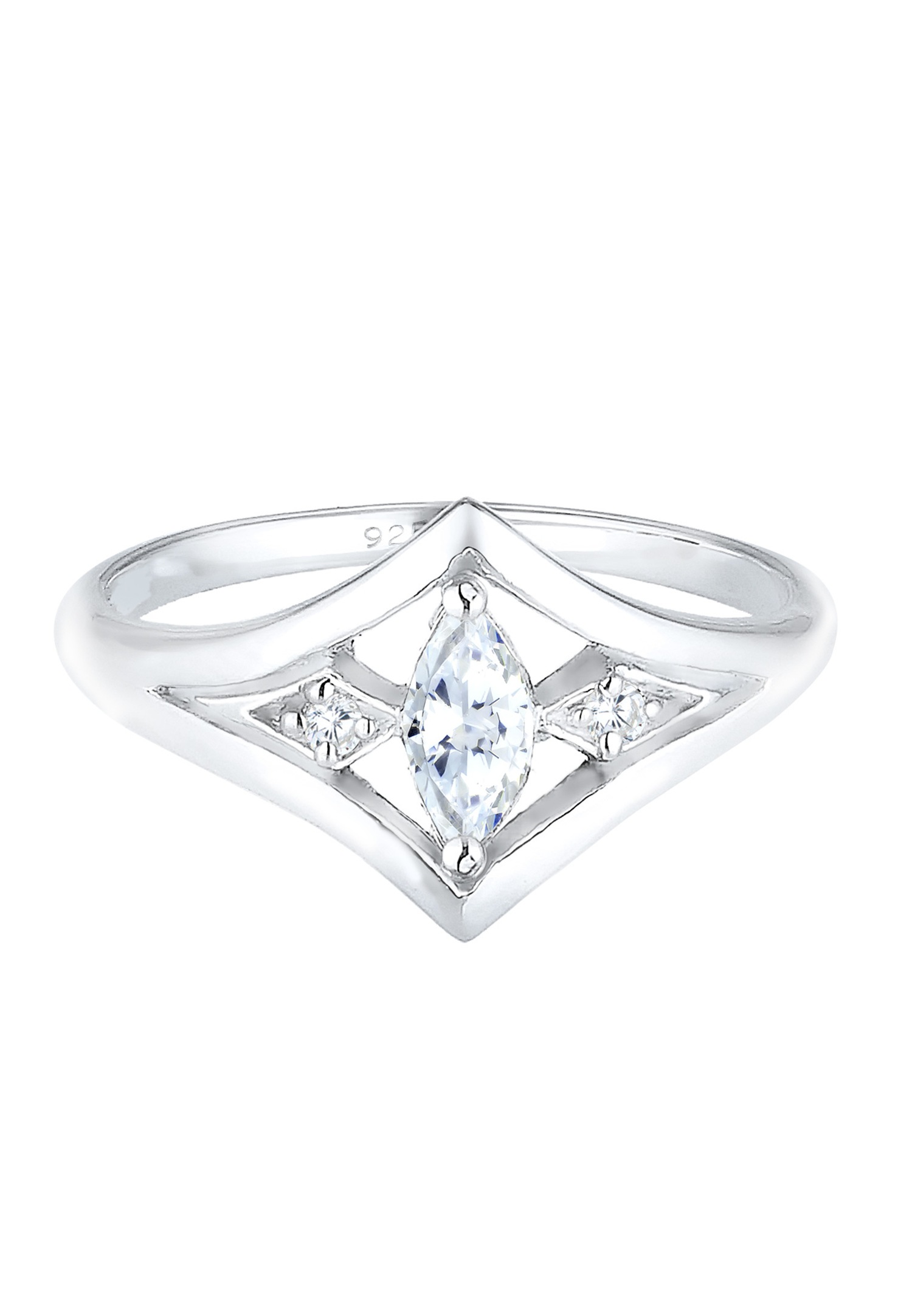 Elli Fiançail Femme Élegante avec Pierre de Zircone en Argent Sterling 925