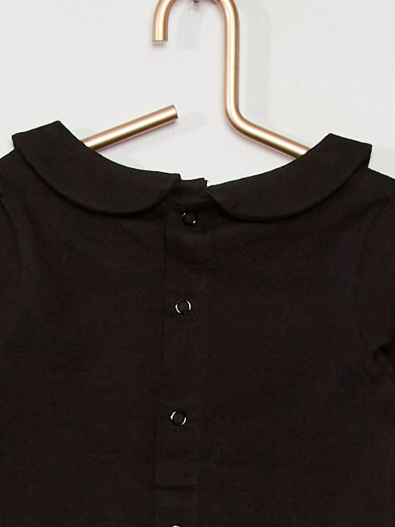 Camiseta Claudine con cuello - Negra