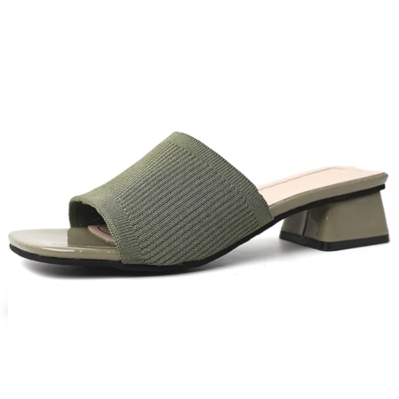 2021 Women's Shoes Slippers Outdoor 2021 Summer New Fashion Knitted Stretch Open Toe Thick Sandals AC659