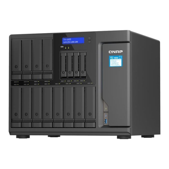 Server NAS - QNAP - TS-1655-8G - 16 alloggiamenti - 8 GB RAM - 2,5 GbE - Alimentatore 550 W - Nero