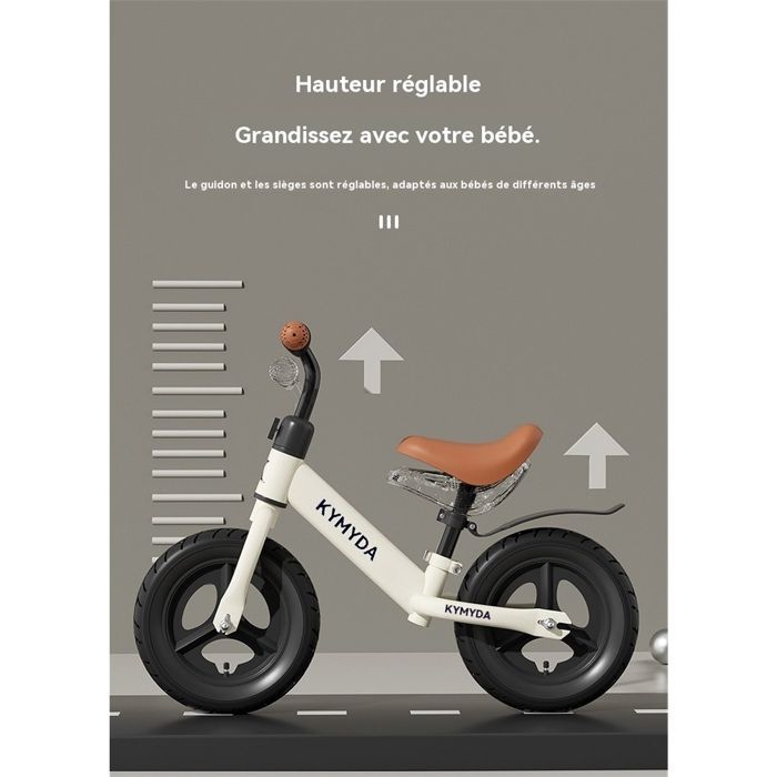 Bicicletta senza pedali per bambini in acciaio ad alto tenore di carbonio con manubrio e sella regolabili, monopattino 2 in 1, rosa