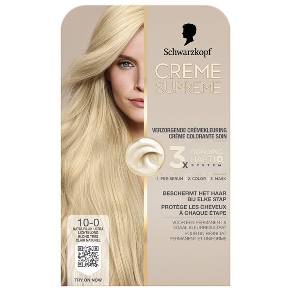 Schwarzkopf Creme Supreme 10-0 Prirodna ultra svijetlo plava njegujuća kremasta boja<br>182g