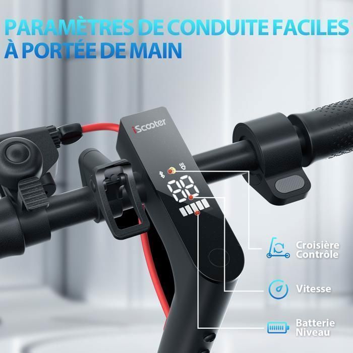 Trottinette Electrique Pliable iScooter E9 avec Sac, Autonomie 30KM, Moteur 350W Batterie 7.5Ah Pneus 8.5