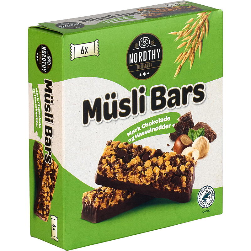 Barritas de muesli (paquete de 6) de avellanas y chocolate negro