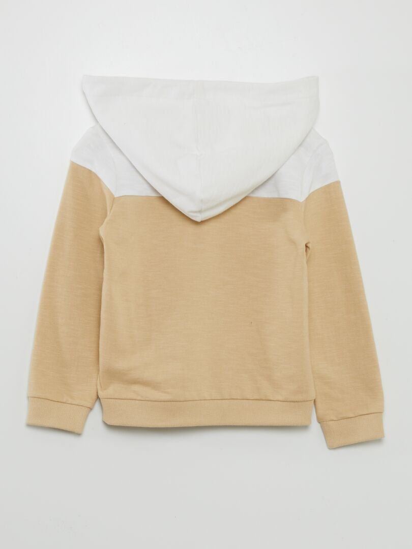 Sudadera bicolor con inscripción - BEIGE