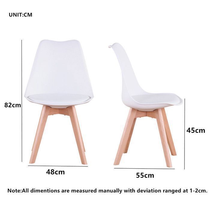 Set van 4 stoelen - DOWISDOLY - Scandinavische stoelen - Lederen zitkussen - B 49 x D 42 x H 83 cm (wit)