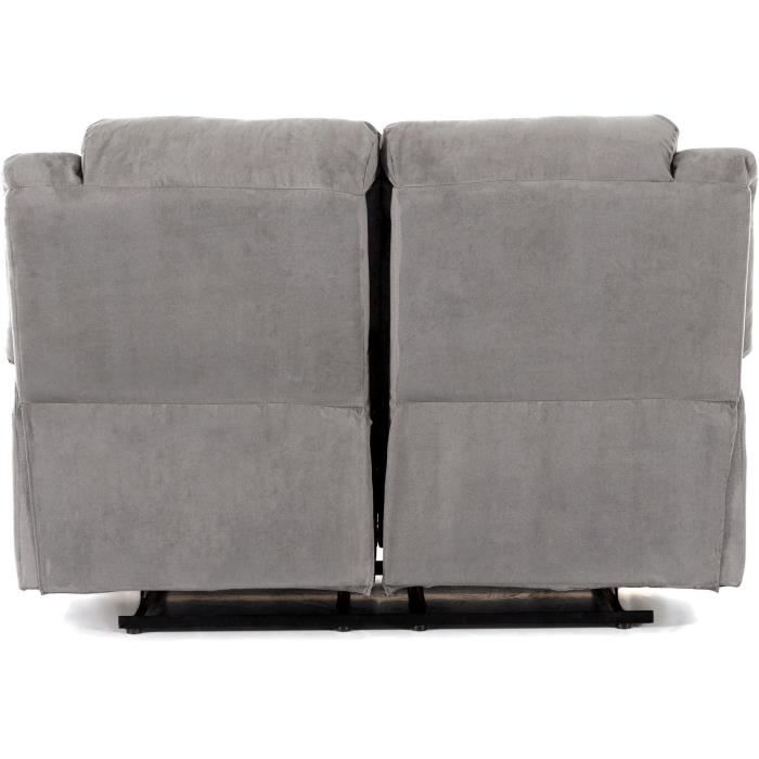 Sofá reclinable de 2 plazas LEO en microfibra - Gris - 143 x 93 x 96 cm - LOUNGITUDE