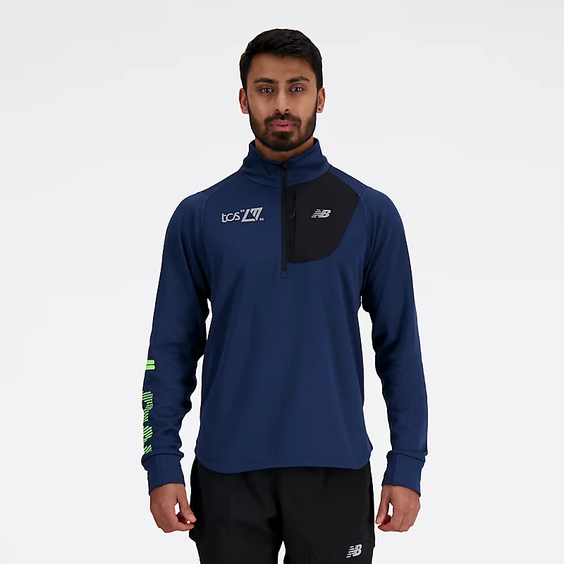 NB Heat Grid Half Zip T-shirt voor heren, London Edition - NB NAVY