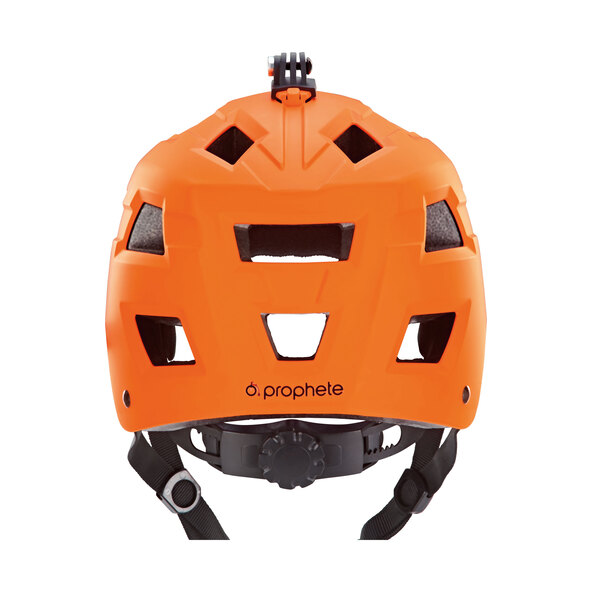 Bicycle helmet with holder for action cam, orange, 54-58 cm
