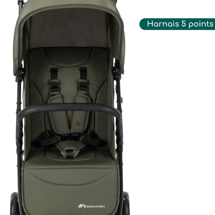 Bebeconfort Azur, compacte kinderwagen, 0-3 jaar (15 kg), automatisch inklapbaar met één hand, ruime boodschappenmand, mineraalgroen