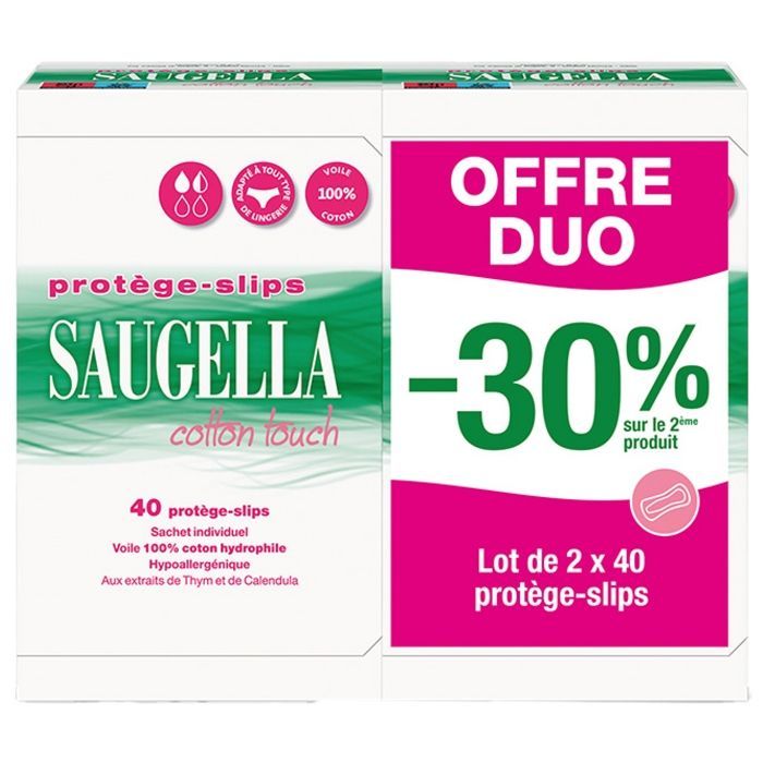 Saugella Cotton Touch 40 inlegkruisjes, verpakking van 2 x 40 stuks