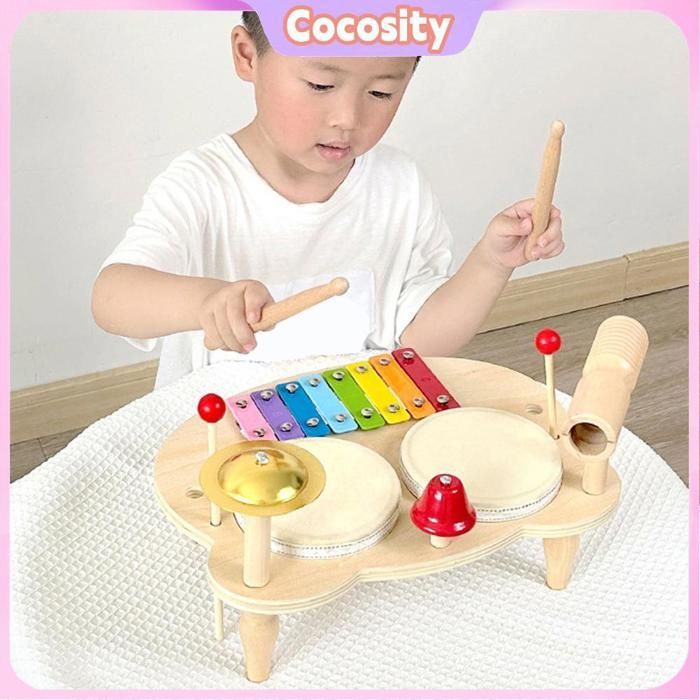 Cocosity Kit de musique en bois Ensemble de Batterie pour Enfants, Instrument de Musique à Percussion éducatif en musique sanza