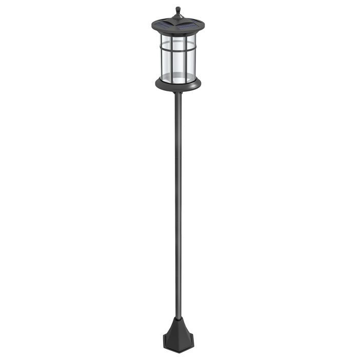 Lampada da terra per esterni a energia solare con luce LED, 23,5 x 23,5 x 184 cm, nera.