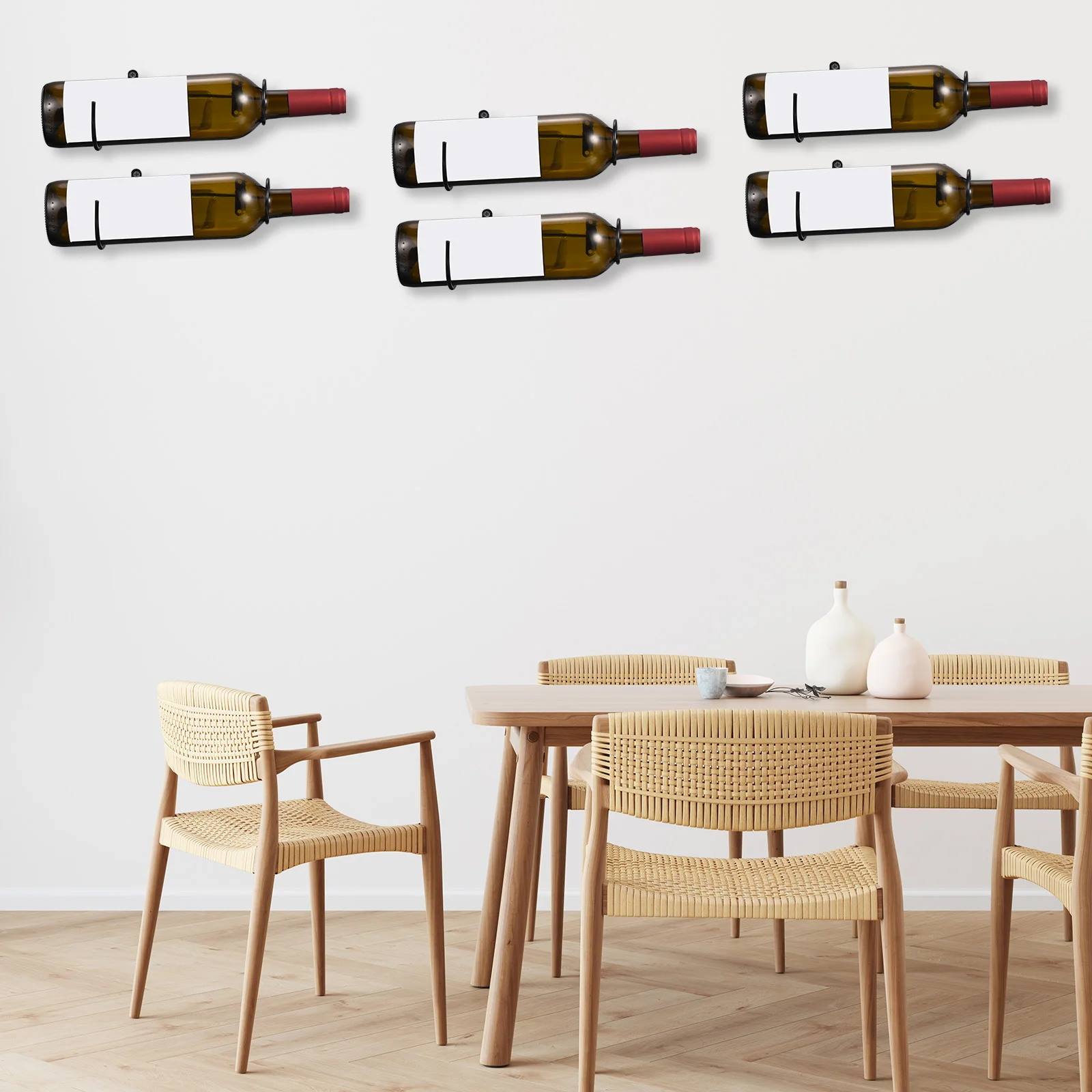 Portabottiglie a spirale da parete, 12 pezzi, espositore per bottiglie di vino, mensola da parete per bottiglie di vino, per casa, bar, parete, nero, destro