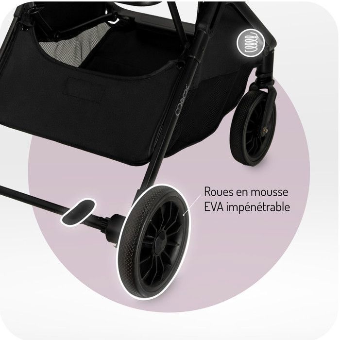 MoMi ANDREA - Passeggino auto-chiudibile 0m+ fino a 22 kg - Leggero 7,3 kg - Maniglione girevole - Kit accessori + zainetto - Turchese