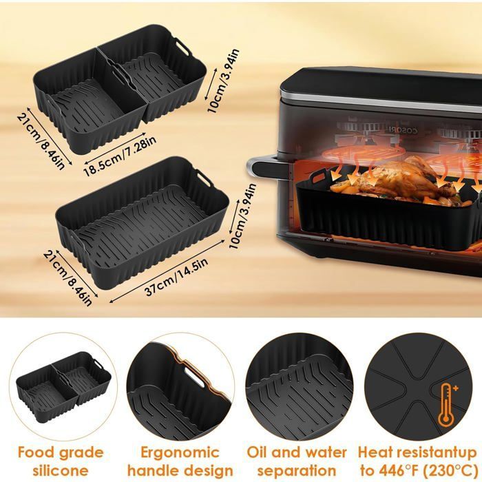 Accessoires Air Fryer - ZIG-ZAG TERRITOIRES - Cosori Dual Zone 10L - Réutilisables - Plat et Grille - 3 pièces