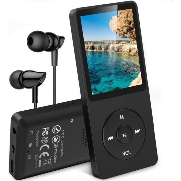 AGPTEK 32Go Mp3 Classique avec Haut-Parleur 1.8'' Lecteur Musique 70H Ultra-Longue Autonomie Radio FM Petit Baladeur MP3 Sport Noir