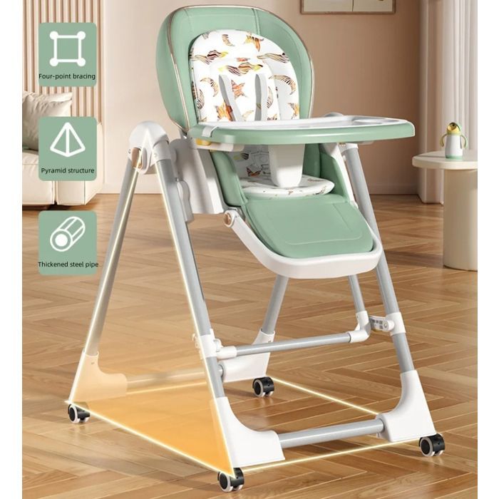 Silla mecedora multifuncional 2 en 1 para bebé, asiento de mesa portátil, trona, silla de comedor plegable con ruedas.