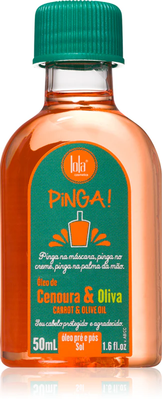 Óleo capilar nutritivo Pinga Cenoura & Oliva da Lola Cosmetics