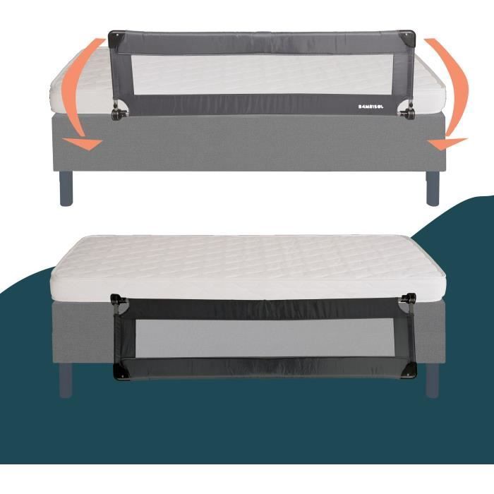 Grade de proteção para cama - LOOPING - BL5003G - Dobrável - Cinza