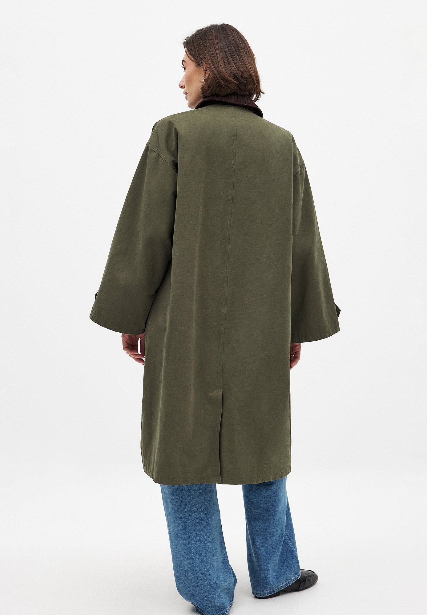 NA-KD CONTRAST COLLAR - Trenchcoat - Khaki