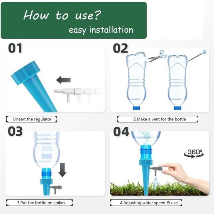 28 kits de riego por goteo, sistema de riego automático tipo botella para plantas, riego por goteo ajustable para macetas.