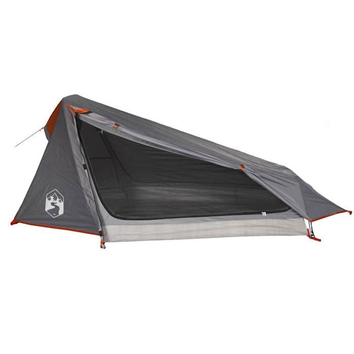 Tienda de campaña VIDAXL - Tipo túnel - 1 persona - Impermeable - Gris y naranja