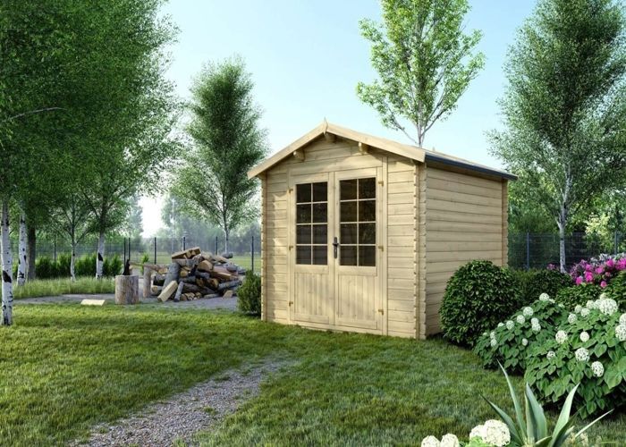 Caseta de jardín de madera - 9 m² - 3 x 3 m - 28 mm de grosor - Color: natural - DOM530