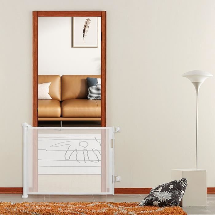 YIYI. Barrera de seguridad retráctil para bebés y perros - De 0 a 150 cm - Barrera de seguridad extensible y enrollable.