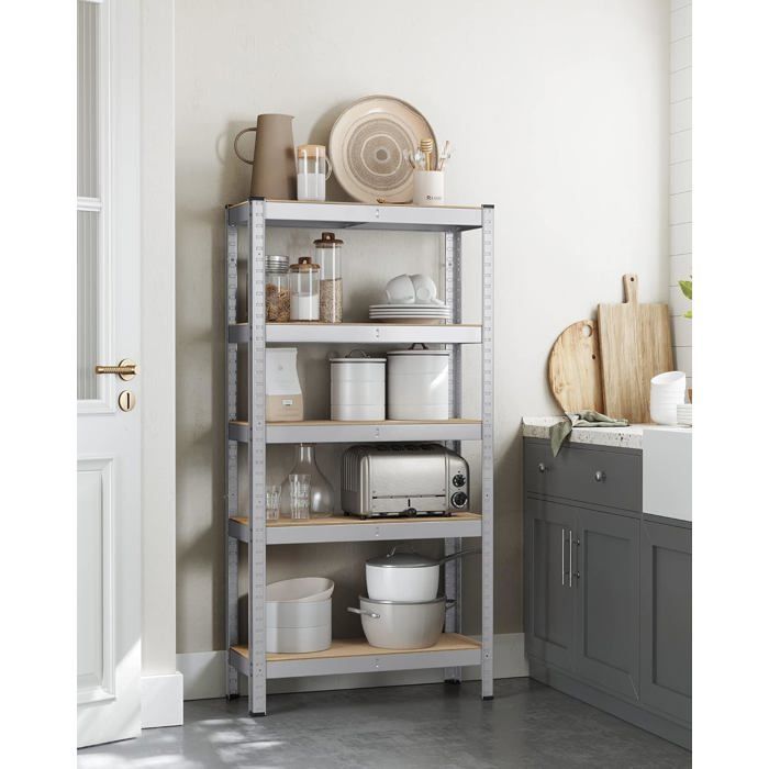 SONGMICS - 5-Tier Heavy Duty Shelving Unit - Silver - 30 x 75 x 150 cm - 650 kg Capacity