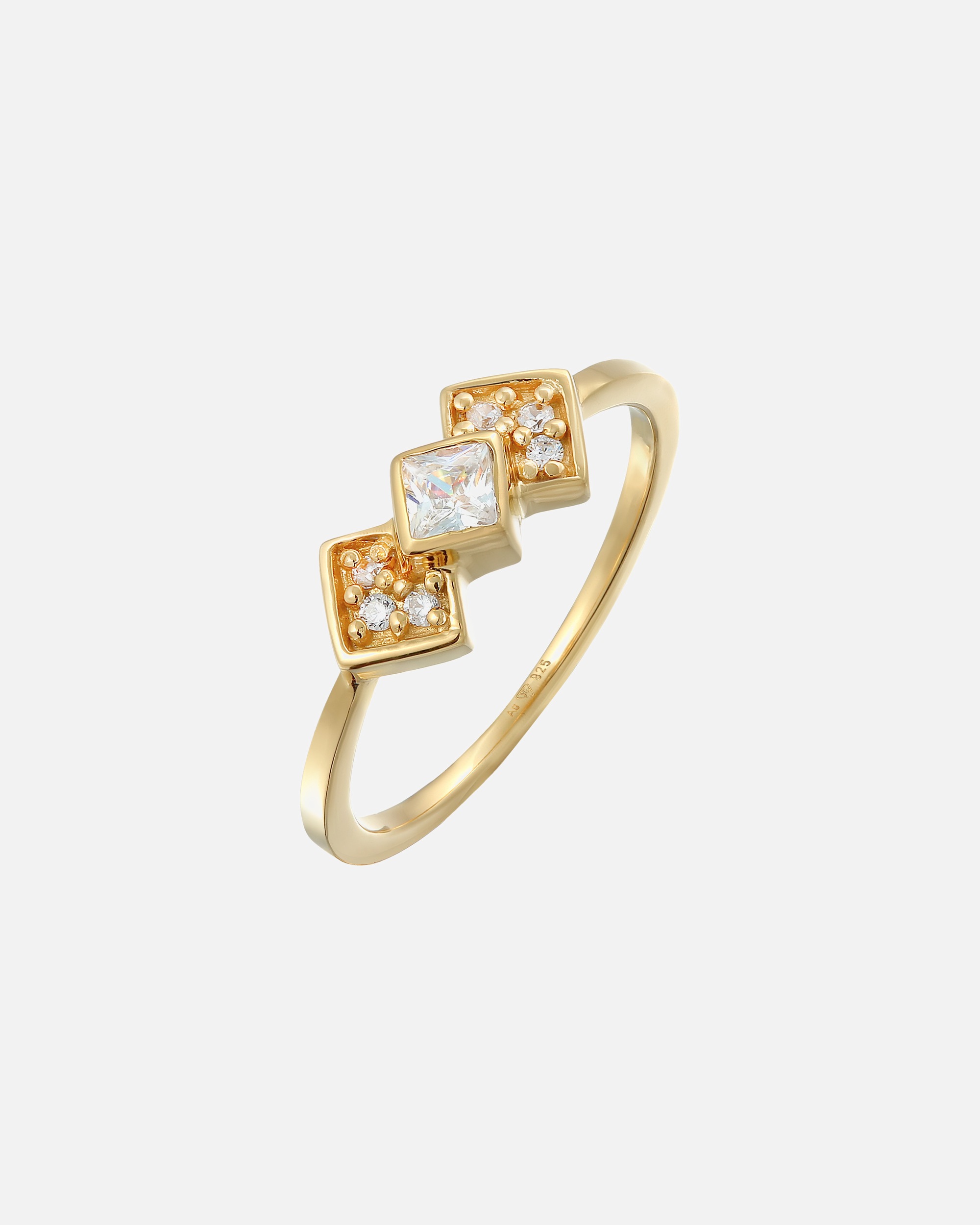 Elli Femmes Géo Vintage avec zircon en argent sterling 925 plaqué or