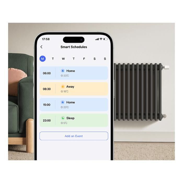 Aqara W600 Älykäs Zigbee/Kierreliitäntäinen patteritermostaatti - Huonekohtainen säätö