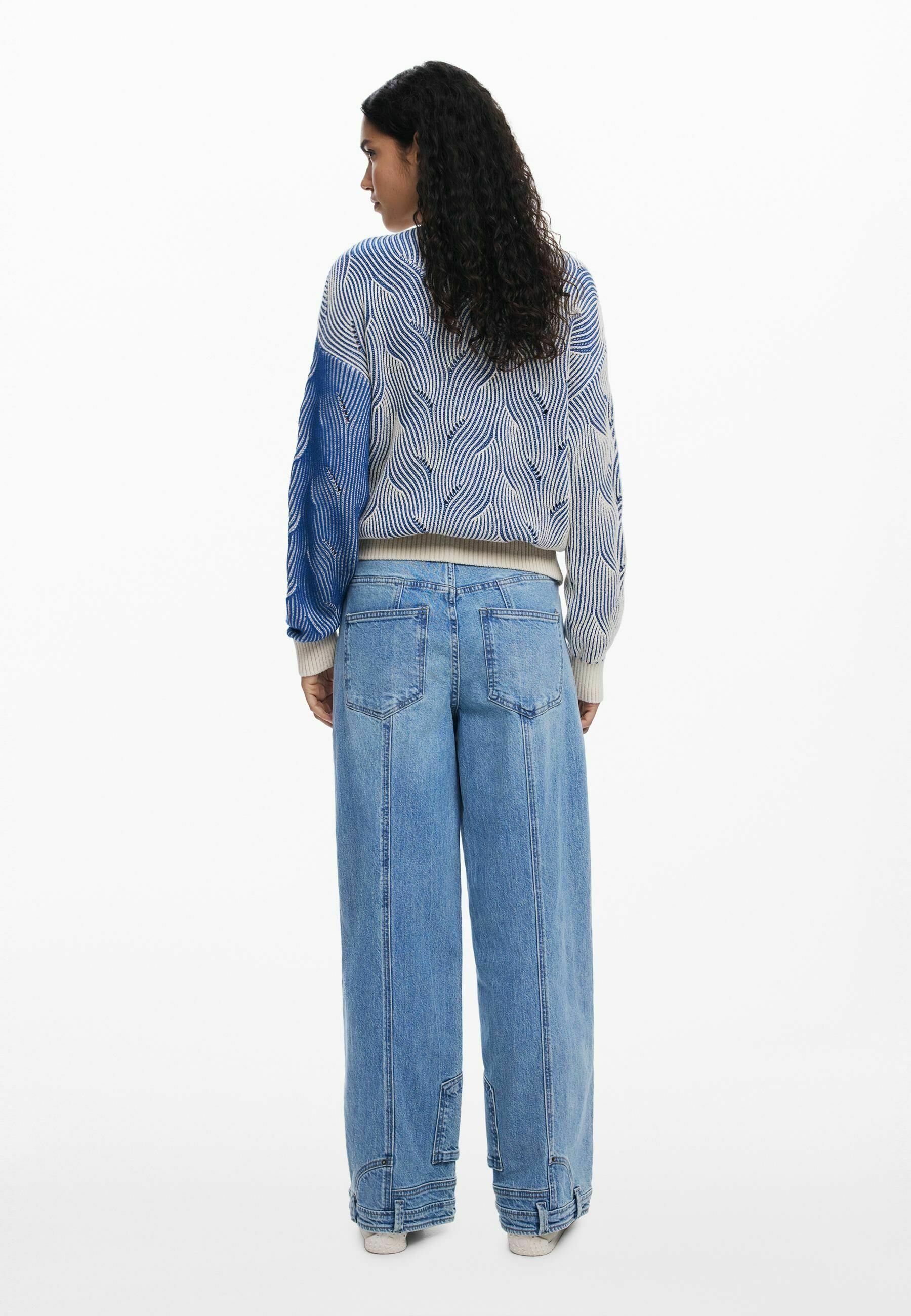 Desigual Zweifarbige Strickjacke – blau