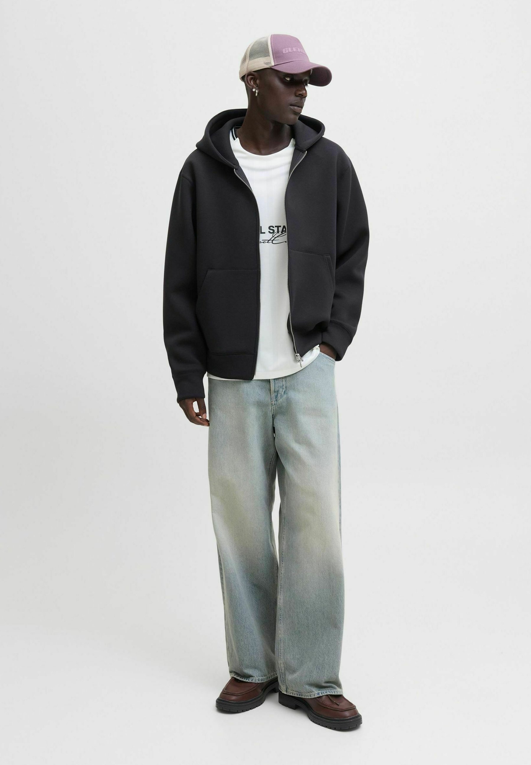Sweat-shirt zippé Jack & Jones LOOSE FIT - Noir