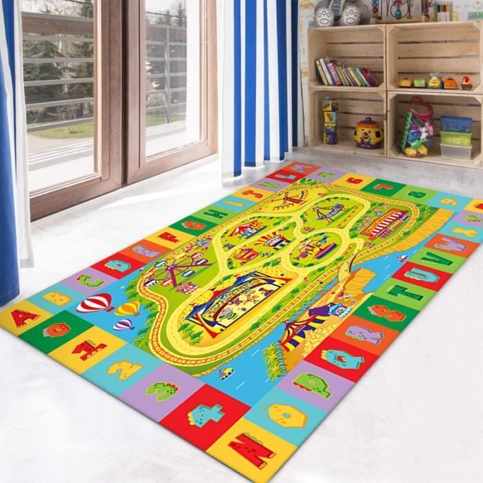 Tapete infantil, tapete de brincar para quartos infantis, carrossel, azul [120x160 cm]
