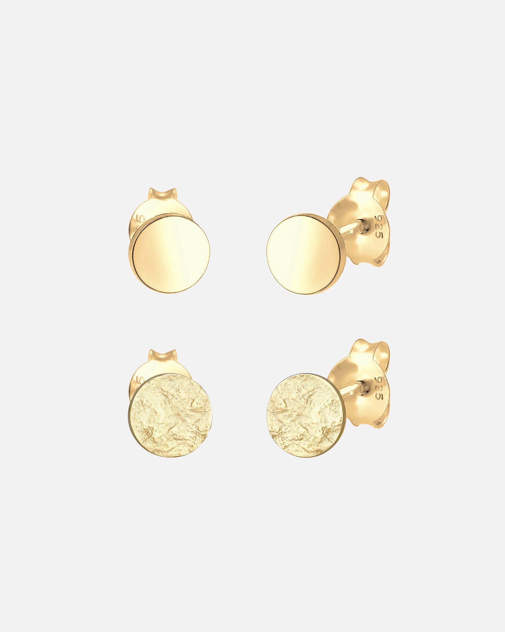 Elli Boucles d'oreilles cloutées pour femmes - Lot de 2 - Rondeur classique brillante et mate en argent sterling 925