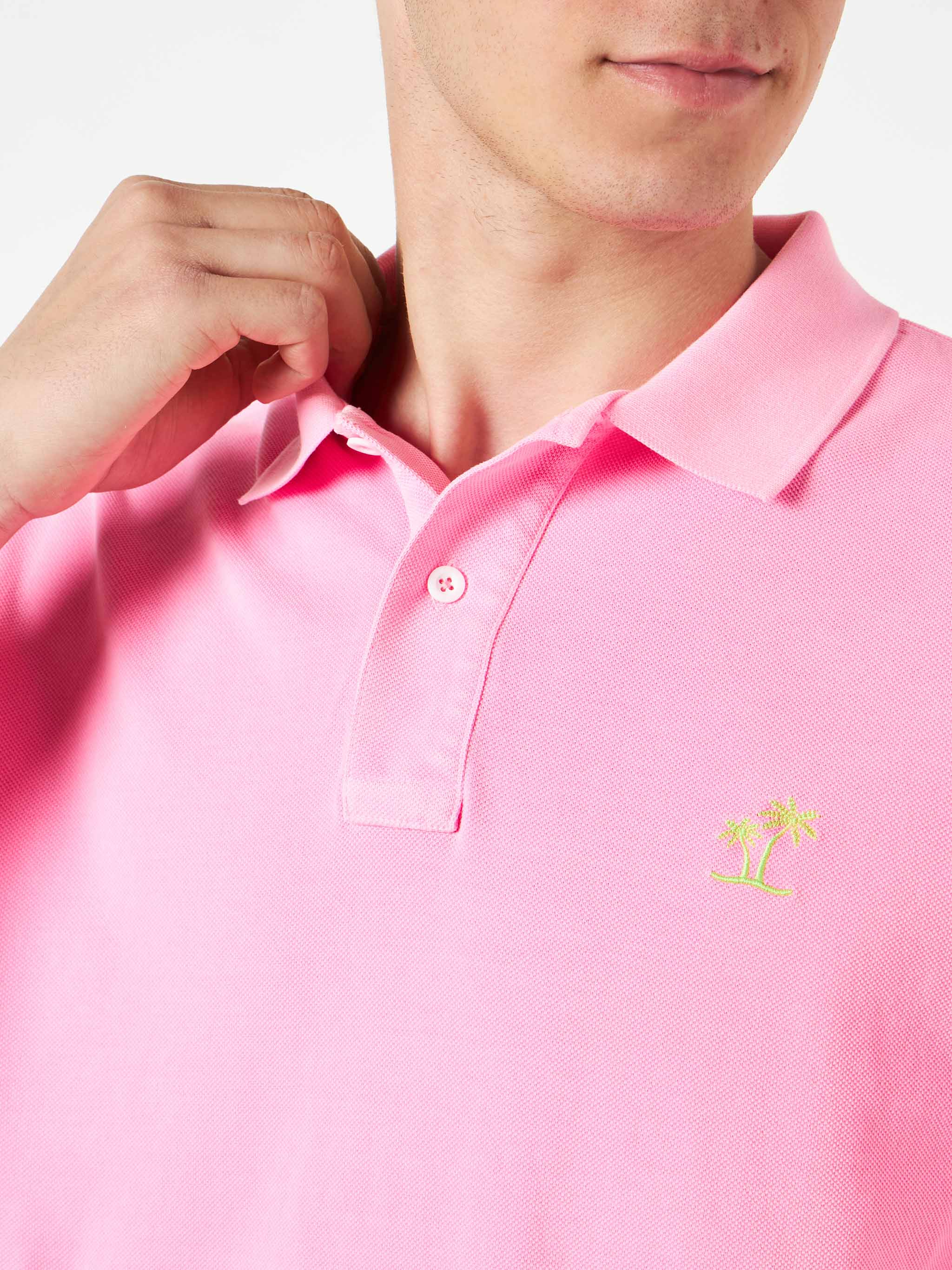 Ružičasta polo majica od pikea s logotipom St. Bartha i vintage efektom
