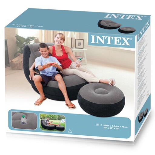 Poltrona inflável Intex com apoio para os pés, 99x130x76 cm (64x28 cm) - Cinza