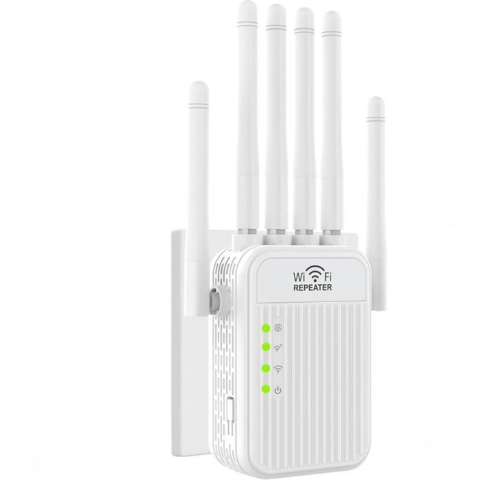Repetidor WiFi - PZCC - Potente amplificador de señal - 6 antenas externas - 2 puertos LAN - 2,4 GHz