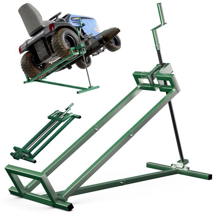 VOUNOT® Lawn Tractor Lift Jack 400 kg max - telescopic 78 to 98 cm long - height up to 60 cm - green
