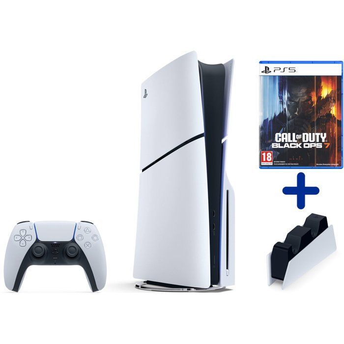 Pack PS5 Standard (avec lecteur CD) : Console PlayStation 5 (Slim) + Station de charge pour DualSense + Call of Duty : Black Ops 7