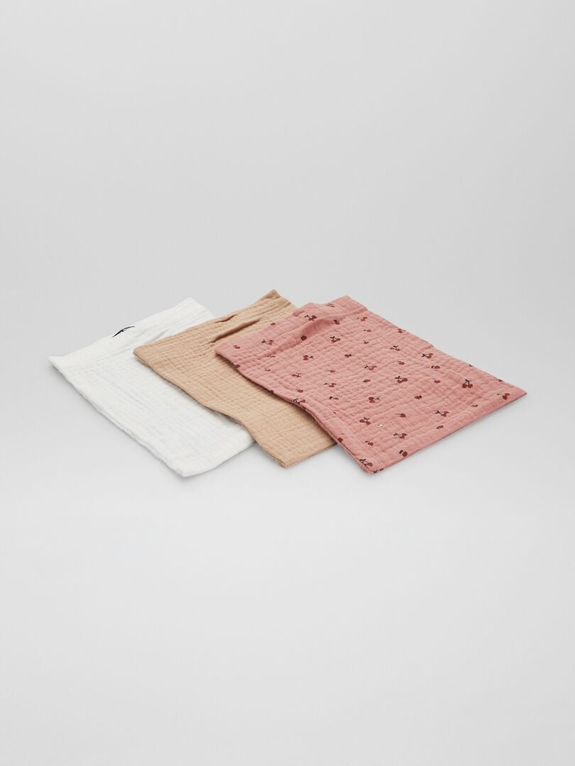 Conjunto de 3 luvas de banho de chenille - ROSA