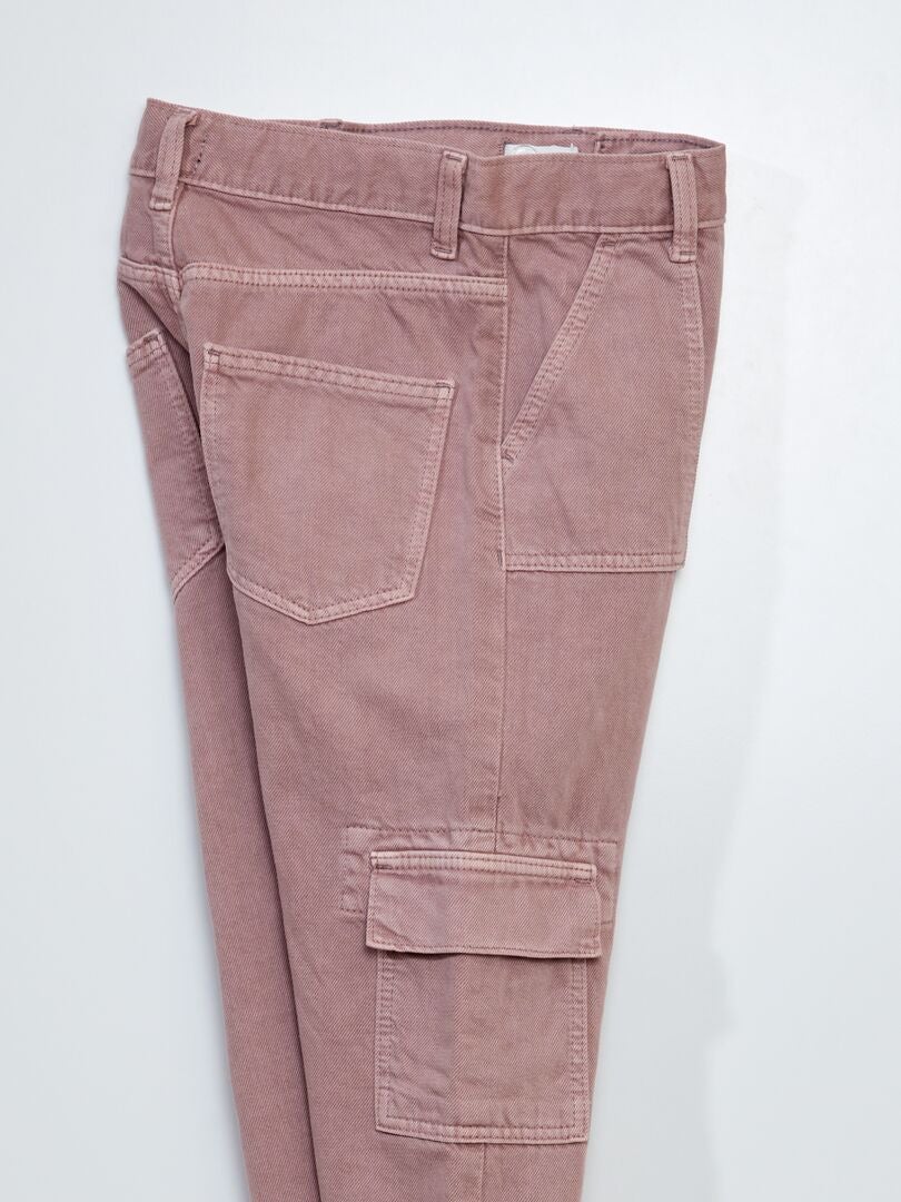 Calça jeans de perna larga com bolsos laterais - ROXA
