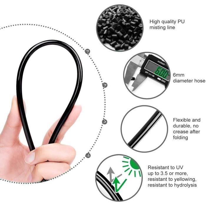 Kit d'irrigation, Système de Refroidissement Brumisateur Extérieur, Misting Micro Drip Kit Idéal pour Jardin Patio (8M)