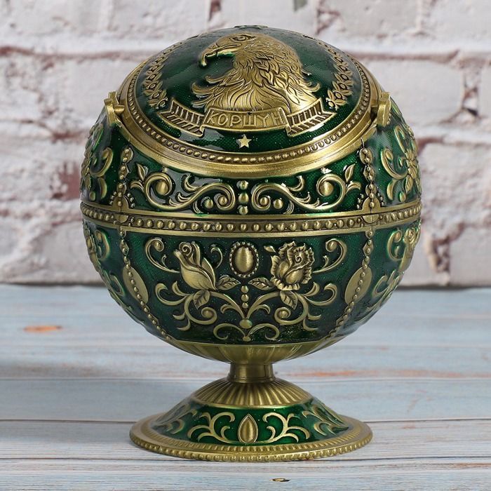 Cenicero retro con tapa de globo verde y diseño de águila, aleación de zinc, accesorios para fumadores