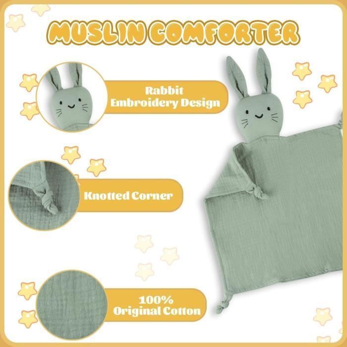 Set de regalo para bebé, set de dentición y babero para niños y niñas con peluche para bebé, set de regalo para el cumpleaños de YYV.